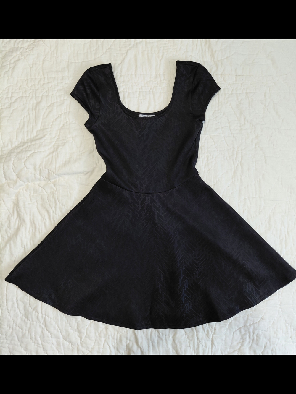 Three Pink Hearts Black Scoop-Neck Mini Skater Dress
